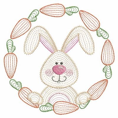 Carrot Circle Bunny Machine Embroidery Design