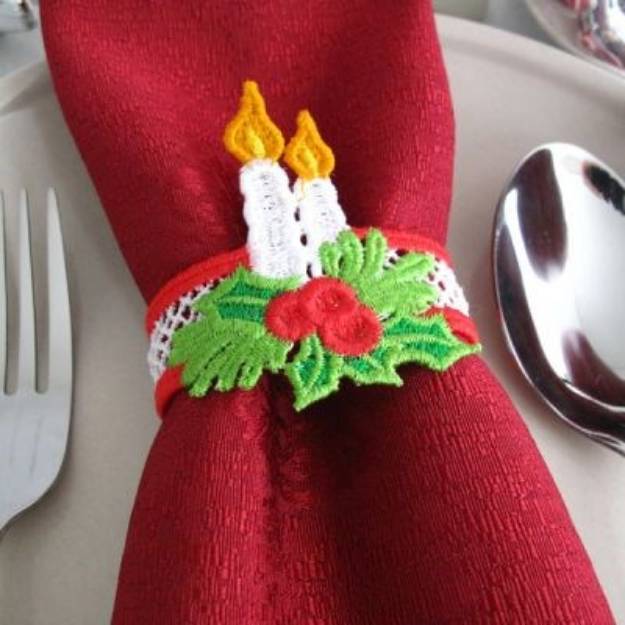 Picture of FSL Candle Napkin Ring Machine Embroidery Design