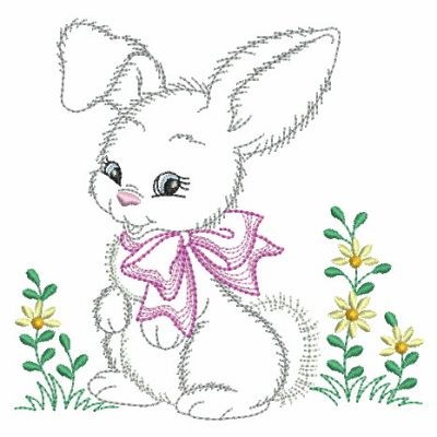 Vintage Baby Bunny Machine Embroidery Design