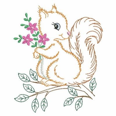 Vintage Baby Squirrel Machine Embroidery Design