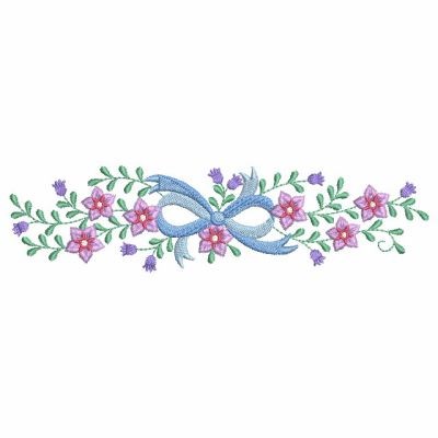 Flower Border With Bow Machine Embroidery Design