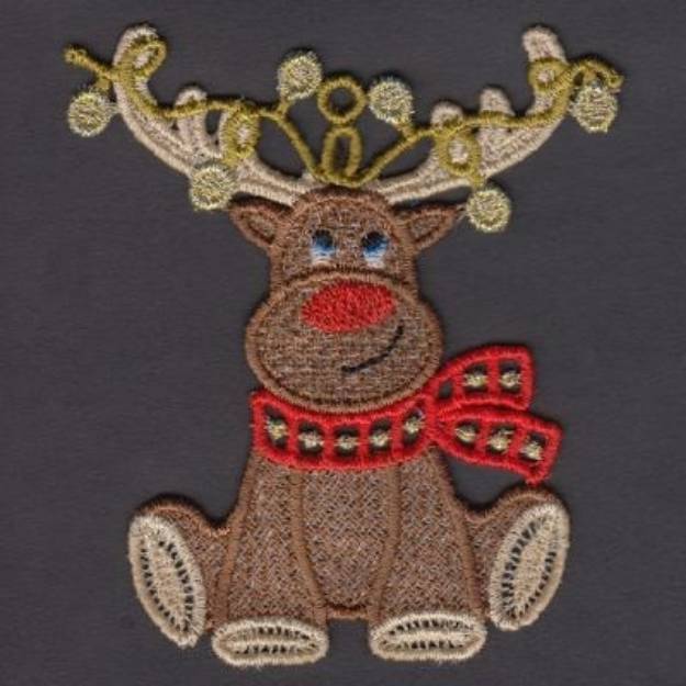 Picture of FSL Reindeer Ornament Machine Embroidery Design