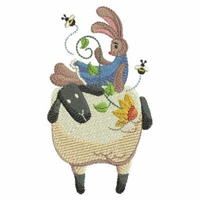 Country Sheep & Rabbit Machine Embroidery Design