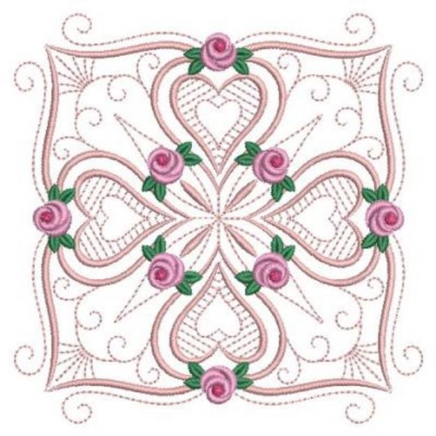Picture of Hearts Quilt Block Machine Embroidery Design