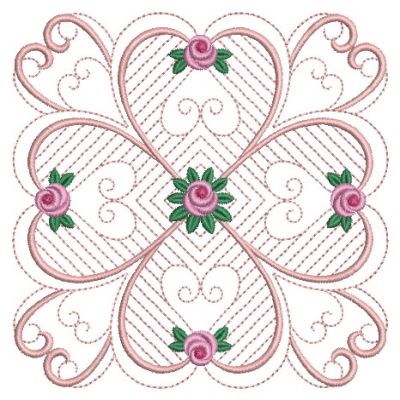 Roses & Hearts Quilt Machine Embroidery Design