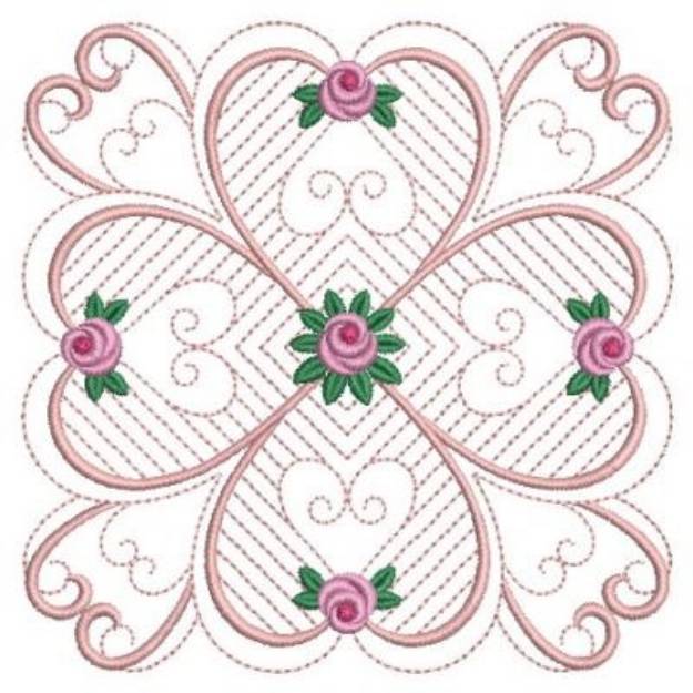 Picture of Roses & Hearts Quilt Machine Embroidery Design