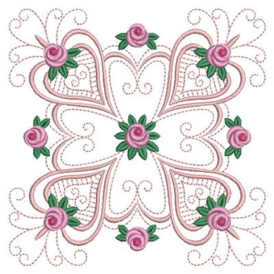 Rose Quilt Block Machine Embroidery Design