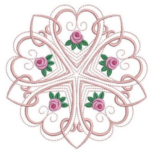 Picture of Heart Roses Quilt Machine Embroidery Design