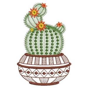 Picture of Basket Cactus Flower Machine Embroidery Design
