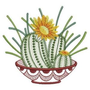 Picture of Basket Cactus Flower Machine Embroidery Design