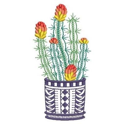 Flowering Cactus Machine Embroidery Design