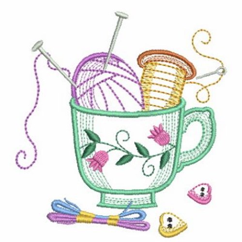 Knitting Cup Machine Embroidery Design