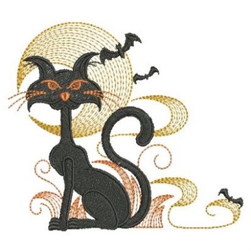 Halloween Cat Machine Embroidery Design