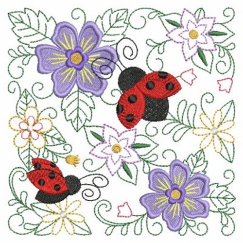 Ladybug Block Machine Embroidery Design