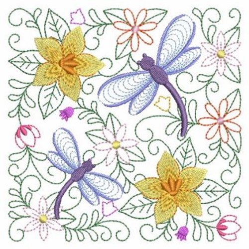 Dragonfly Block Machine Embroidery Design