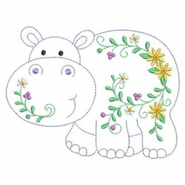 Picture of Floral Hippo Machine Embroidery Design