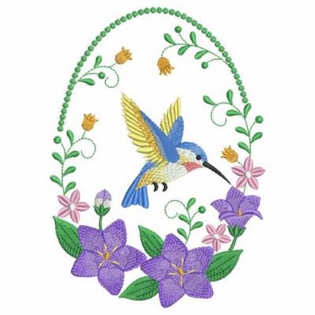 Picture of Hummingbird Oval Machine Embroidery Design