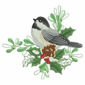 Picture of Christmas Chickadee Machine Embroidery Design