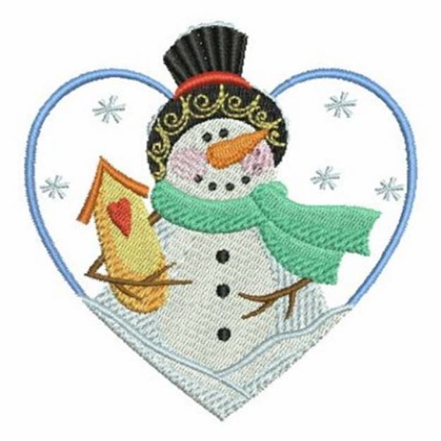 Picture of Country Snowman With Birdhouse Machine Embroidery Design