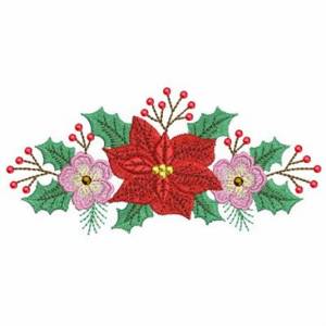 Picture of Crystal Christmas Poinsettia Machine Embroidery Design