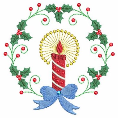 Crystal Christmas Candle Machine Embroidery Design