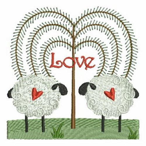 Country Sheep Love Machine Embroidery Design