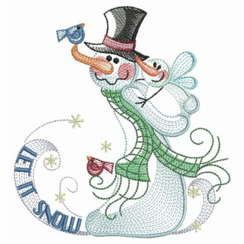 Country Christmas Let It Snow Machine Embroidery Design