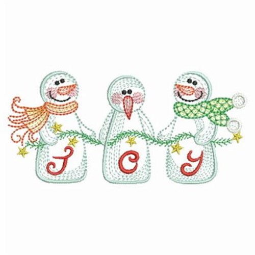Rippled Snowman Joy Machine Embroidery Design