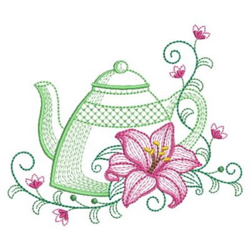Vintage Tea Time Machine Embroidery Design