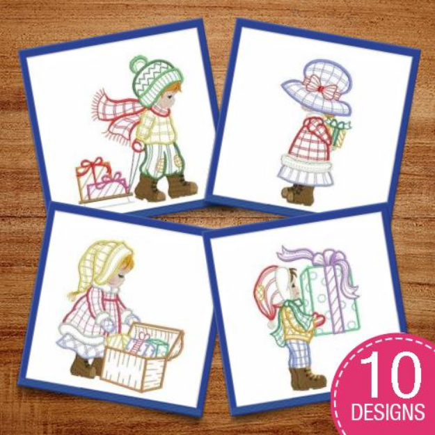 Picture of Christmas Kids Embroidery Design Pack