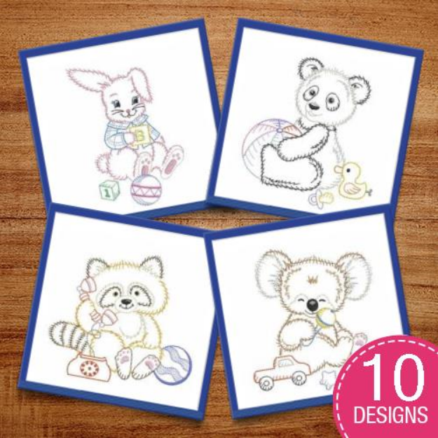 Picture of Vintage Baby Animals 6 Embroidery Design Pack