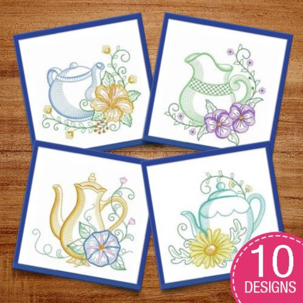 Picture of Vintage Tea Time Embroidery Design Pack
