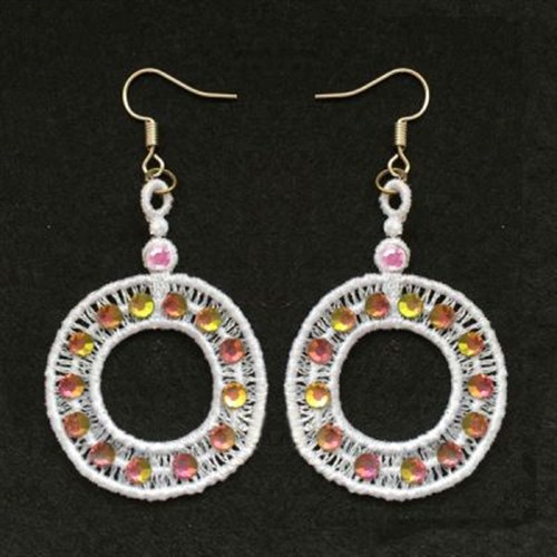 FSL Circle Crystal Earrings Machine Embroidery Design
