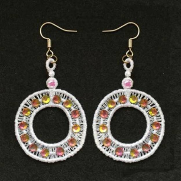Picture of FSL Circle Crystal Earrings Machine Embroidery Design