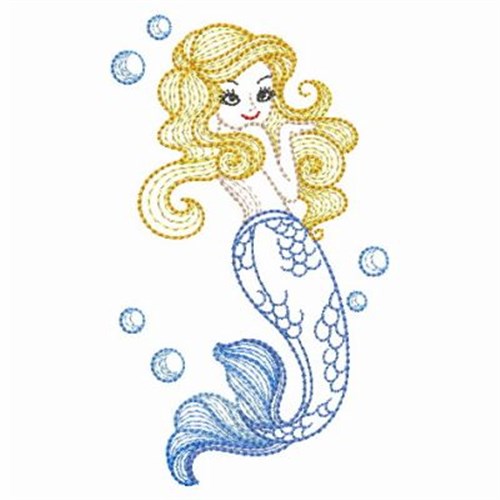 Vintage Mermaid Machine Embroidery Design