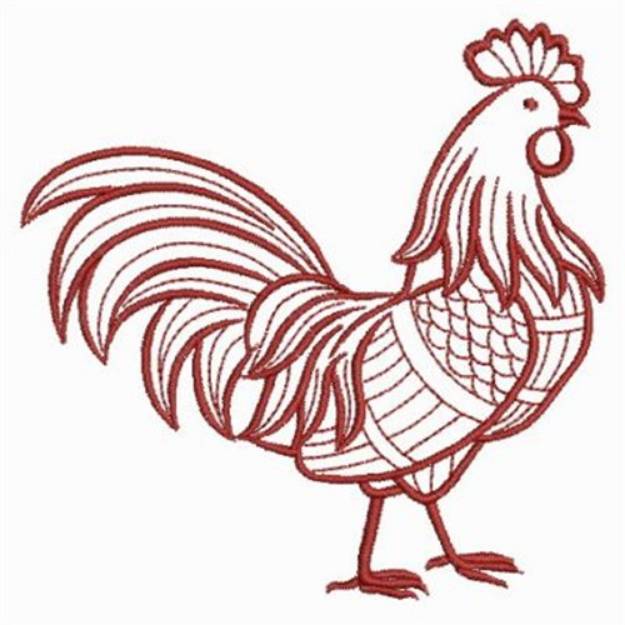 Picture of Redwork Rooster Machine Embroidery Design