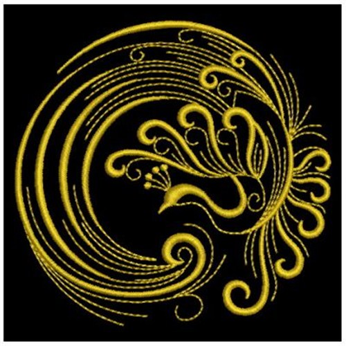 Golden Peacock Machine Embroidery Design