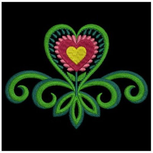 Heart Folk Flower Machine Embroidery Design