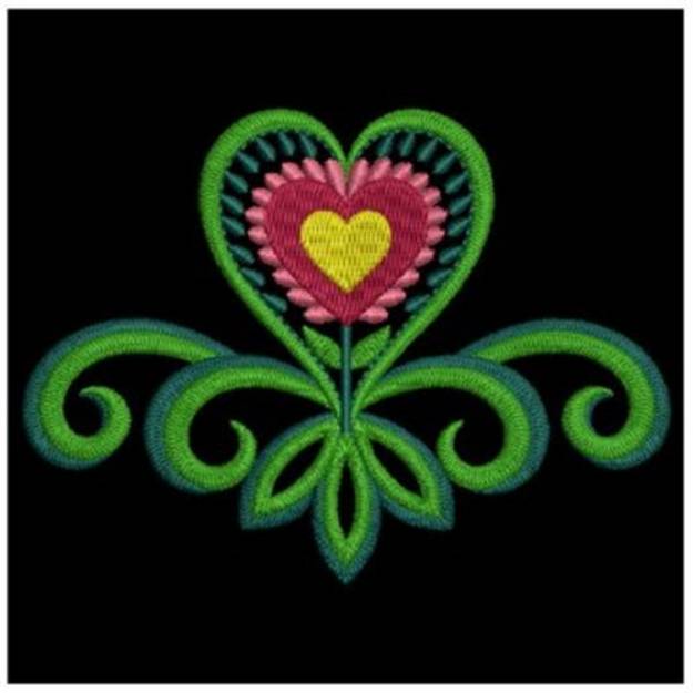 Picture of Heart Folk Flower Machine Embroidery Design