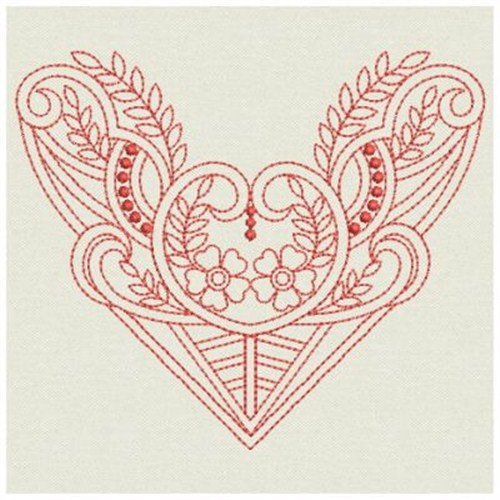 Redwork Heart Decoration Machine Embroidery Design