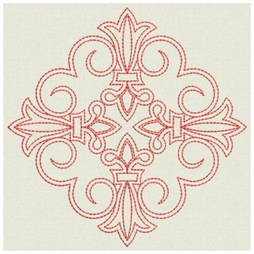 Redwork Fleur De Lis Machine Embroidery Design