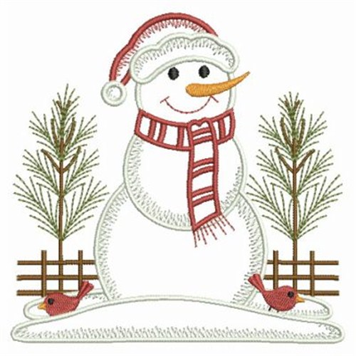 Vintage Country Snowmen Machine Embroidery Design