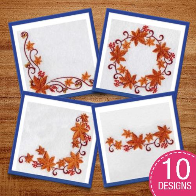 Picture of Autumn Leaves Decor Embroidery Design Pack