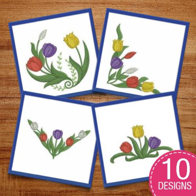 Picture of Colorful Tulips Embroidery Design Pack