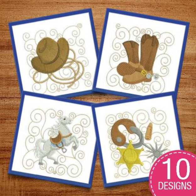 Picture of Cowboy Squares Embroidery Design Pack