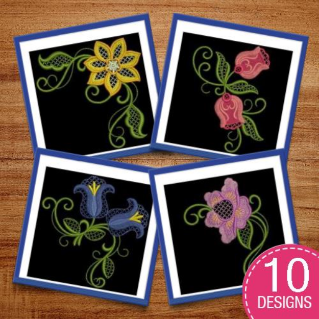 Picture of Blooming Corners Embroidery Design Pack