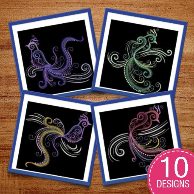 Picture of Neon Birds Embroidery Design Pack