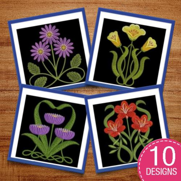 Picture of Art Nouveau Flowers 2 Embroidery Design Pack
