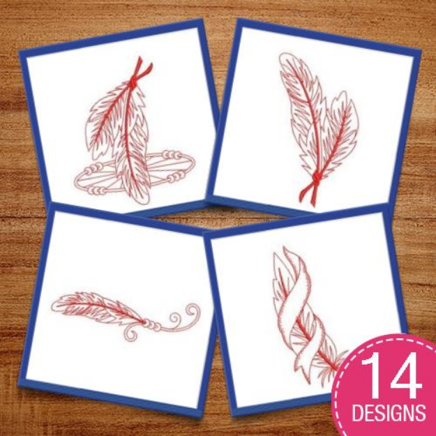 Picture of Redwork Indian Feather 2 Embroidery Design Pack