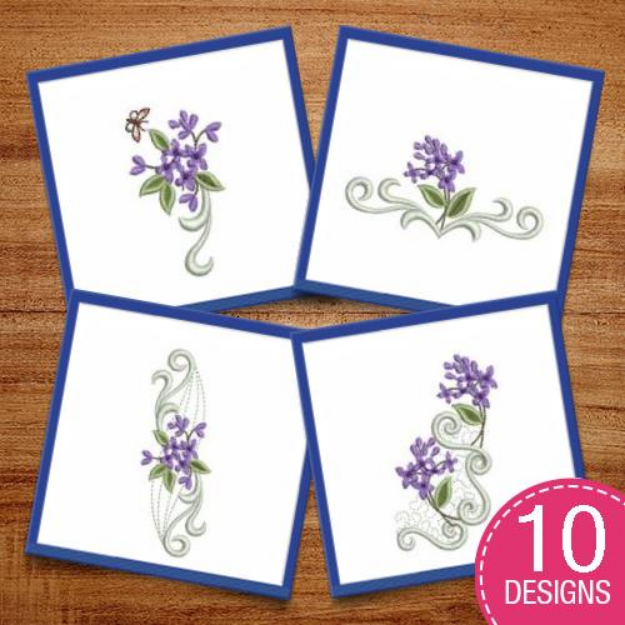 Picture of Heirloom Purple Flower Embroidery Design Pack